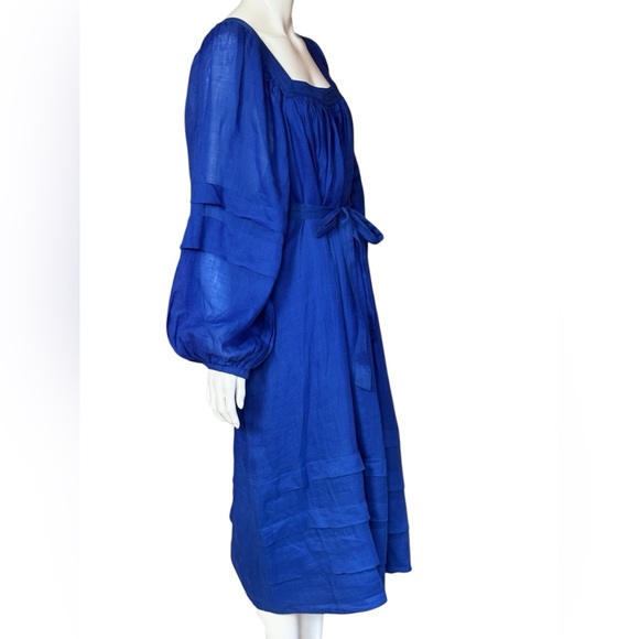 Banana Republic Royal Blue Midi Ramie Long Sleeve Dress Size XL - Picture 5 of 12